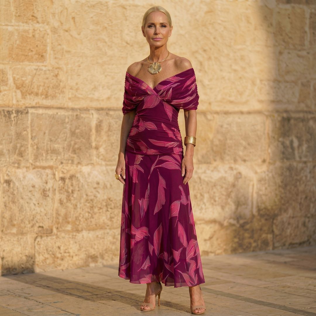 Celeste | Robe Élégante avec Motif de Feuilles