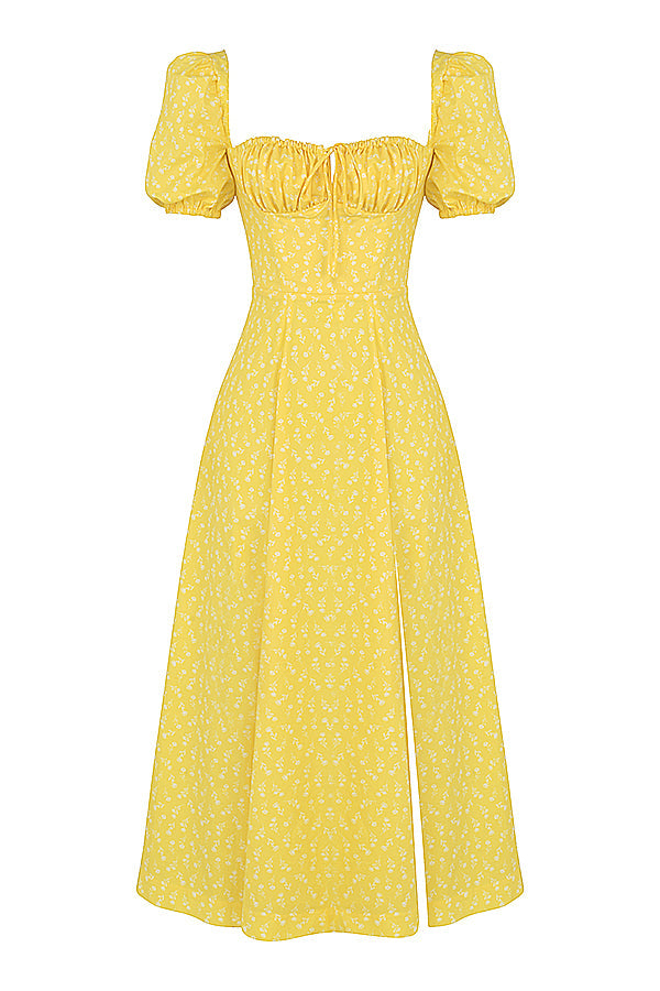 Aviana - Robe Fleurie avec Manches Bouffantes