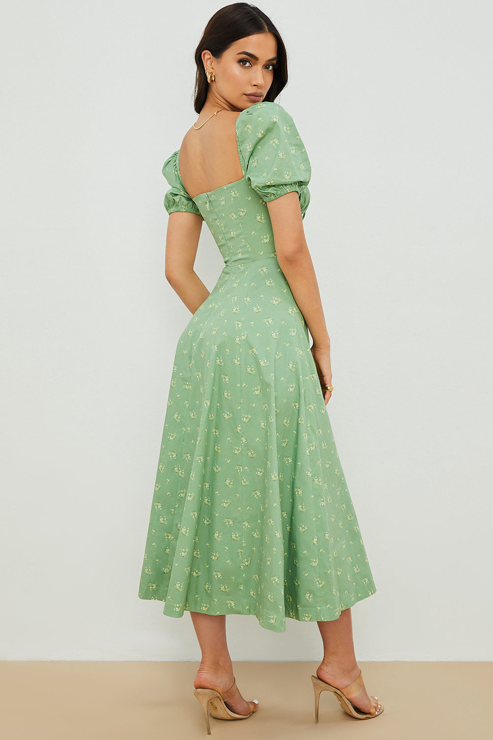 Aviana - Robe Fleurie avec Manches Bouffantes