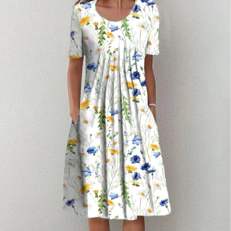 Irène | Robe fleurie à poches