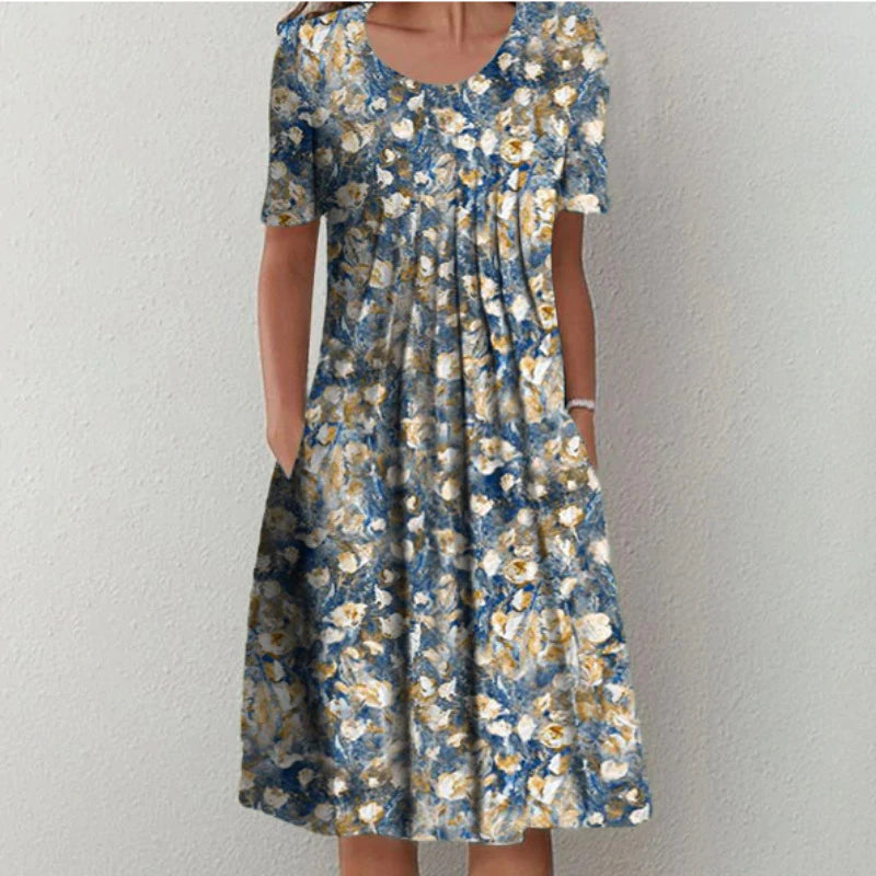 Irène | Robe fleurie à poches