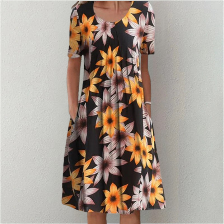Irène | Robe fleurie à poches