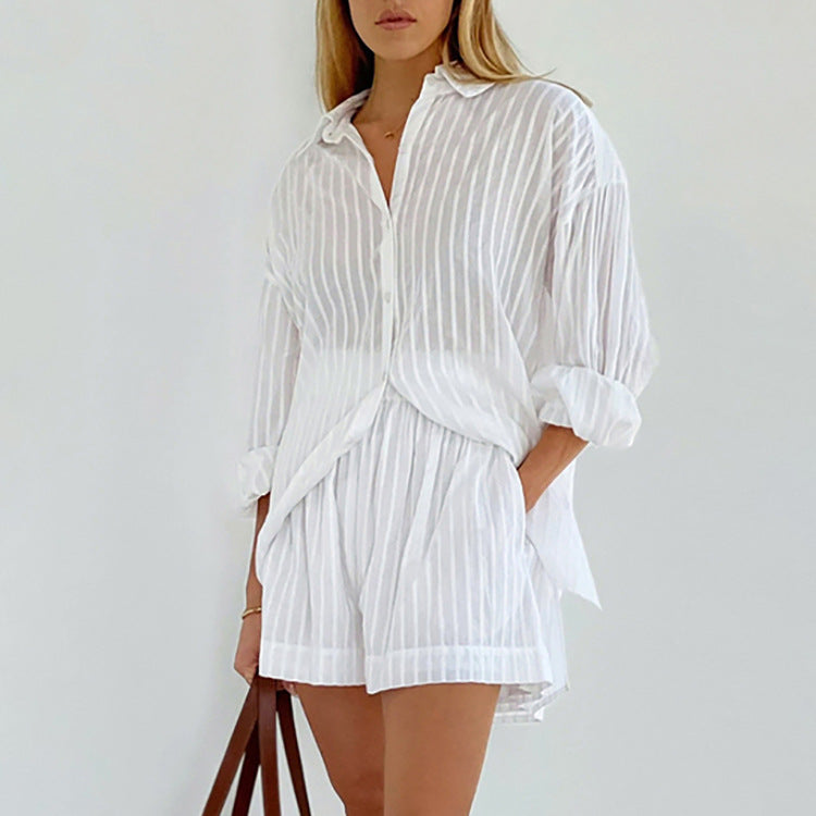 Auréline | Ensemble chemise boutonnée et short léger
