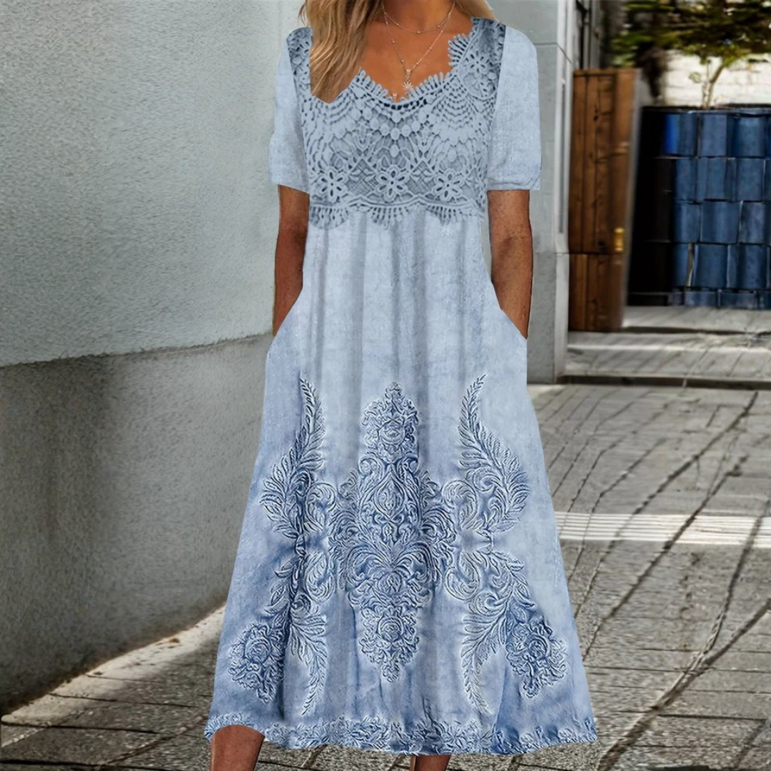 INDIGO | ROBE MIDI FLEURIE ÉLÉGANTE