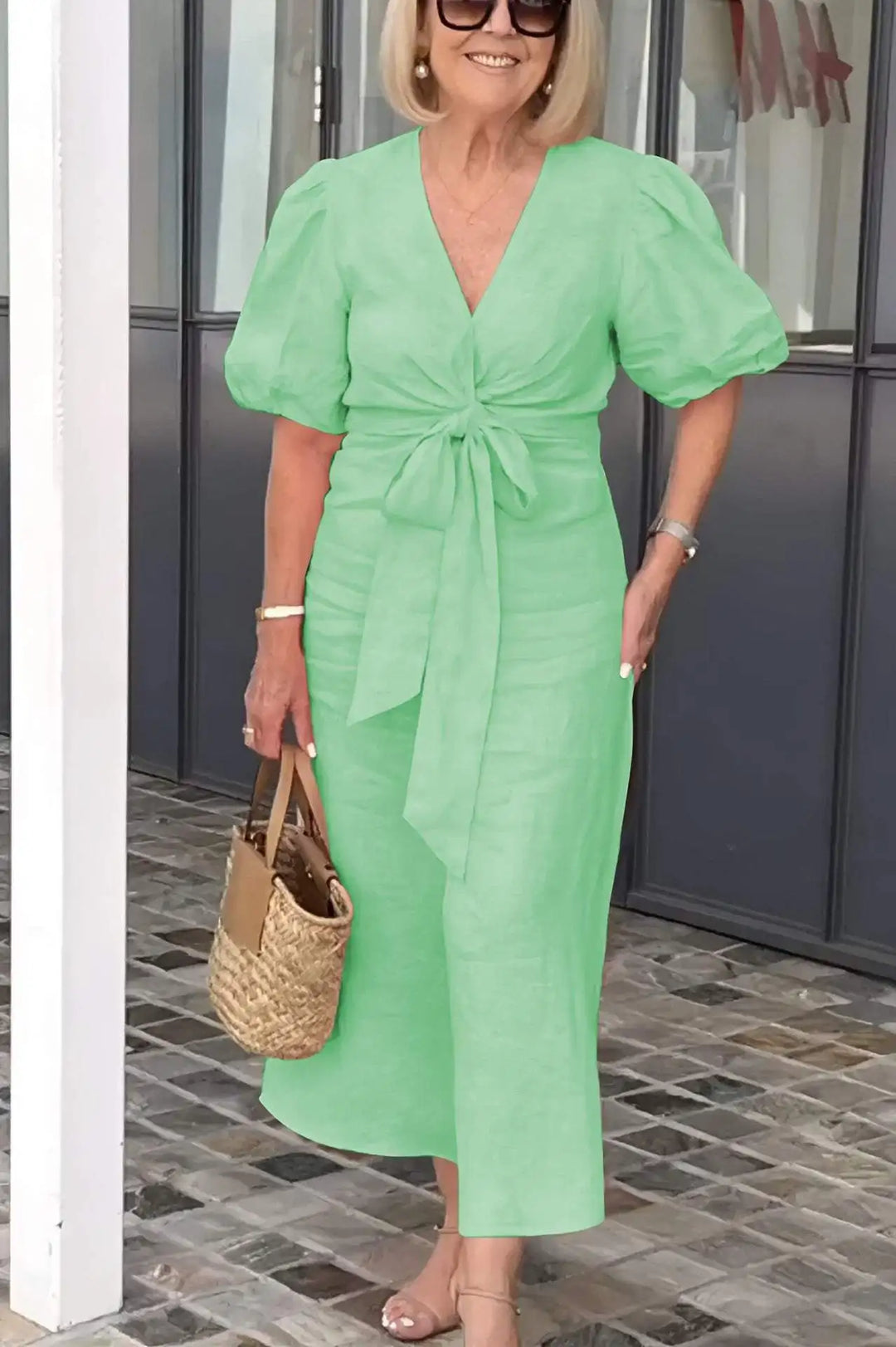 Jacinthe | Robe midi à col en V