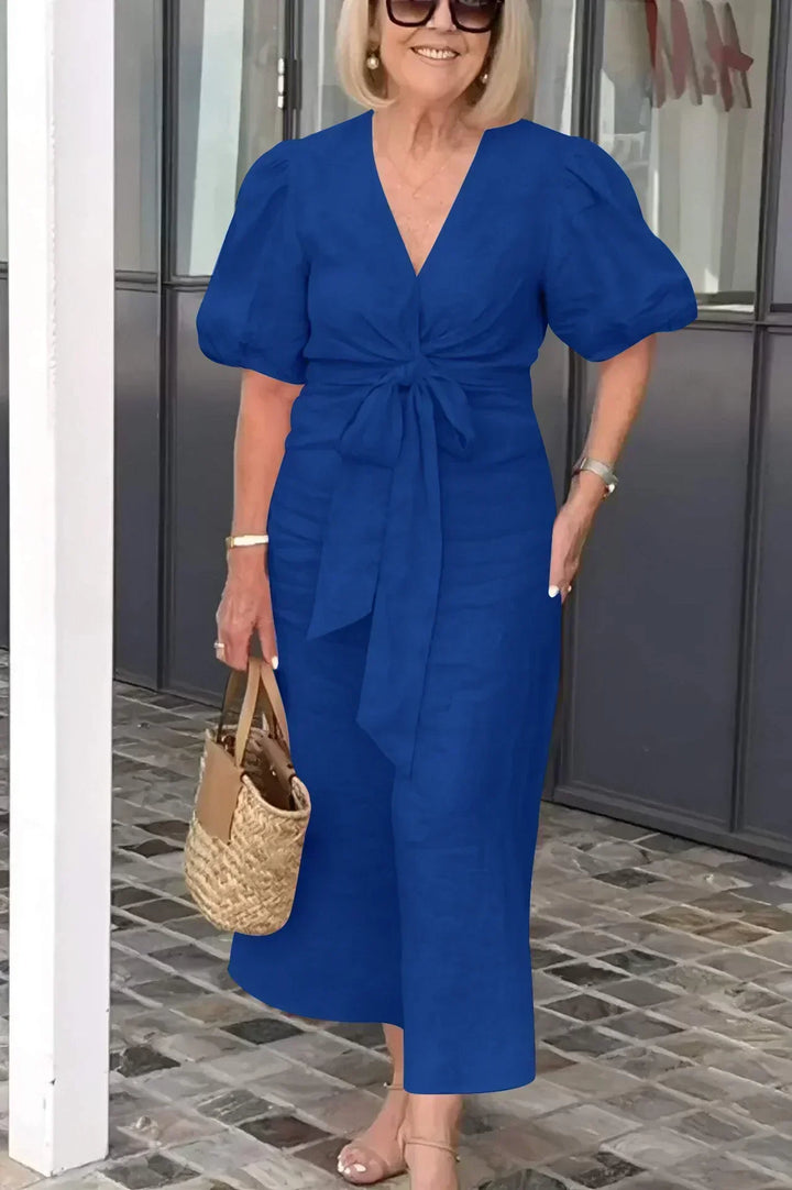 Jacinthe | Robe midi à col en V