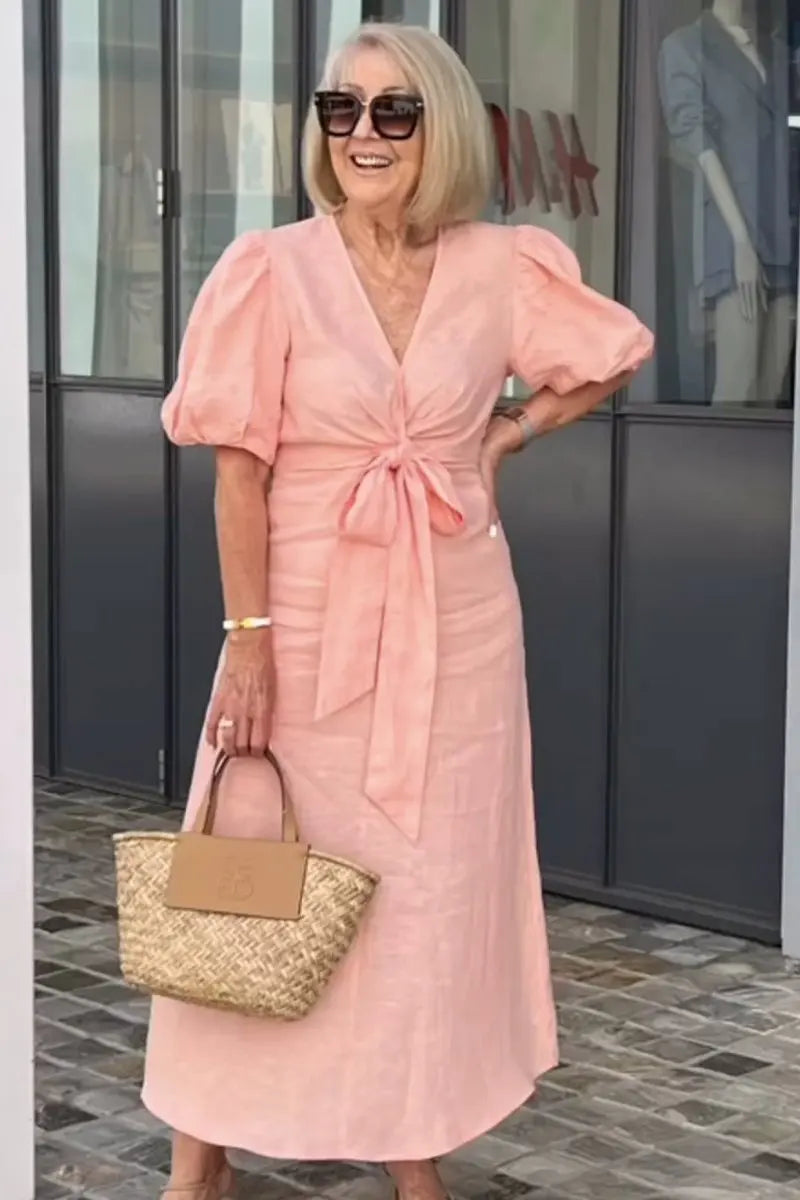 Jacinthe | Robe midi à col en V