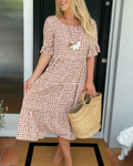 ZORA | ROBE MIDI À MANCHES COURTES EN SABLE