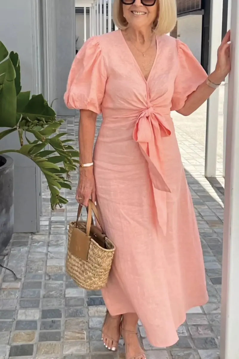 Jacinthe | Robe midi à col en V