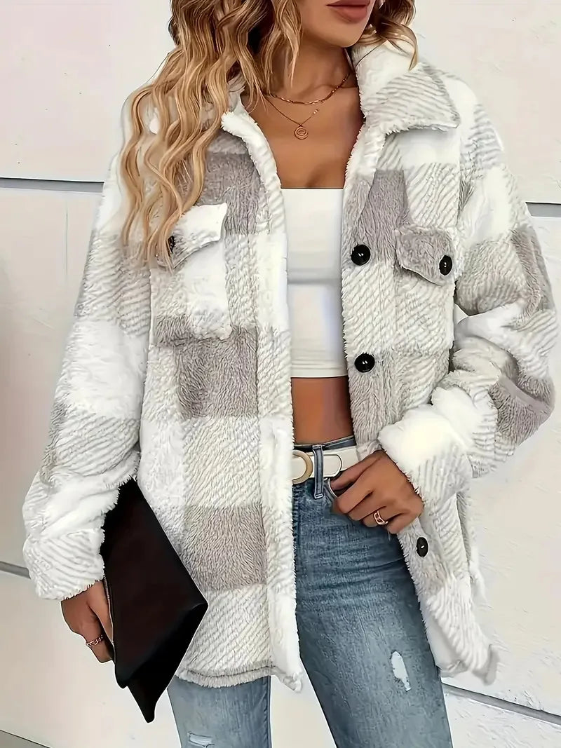 Simone | Veste en polaire à carreaux