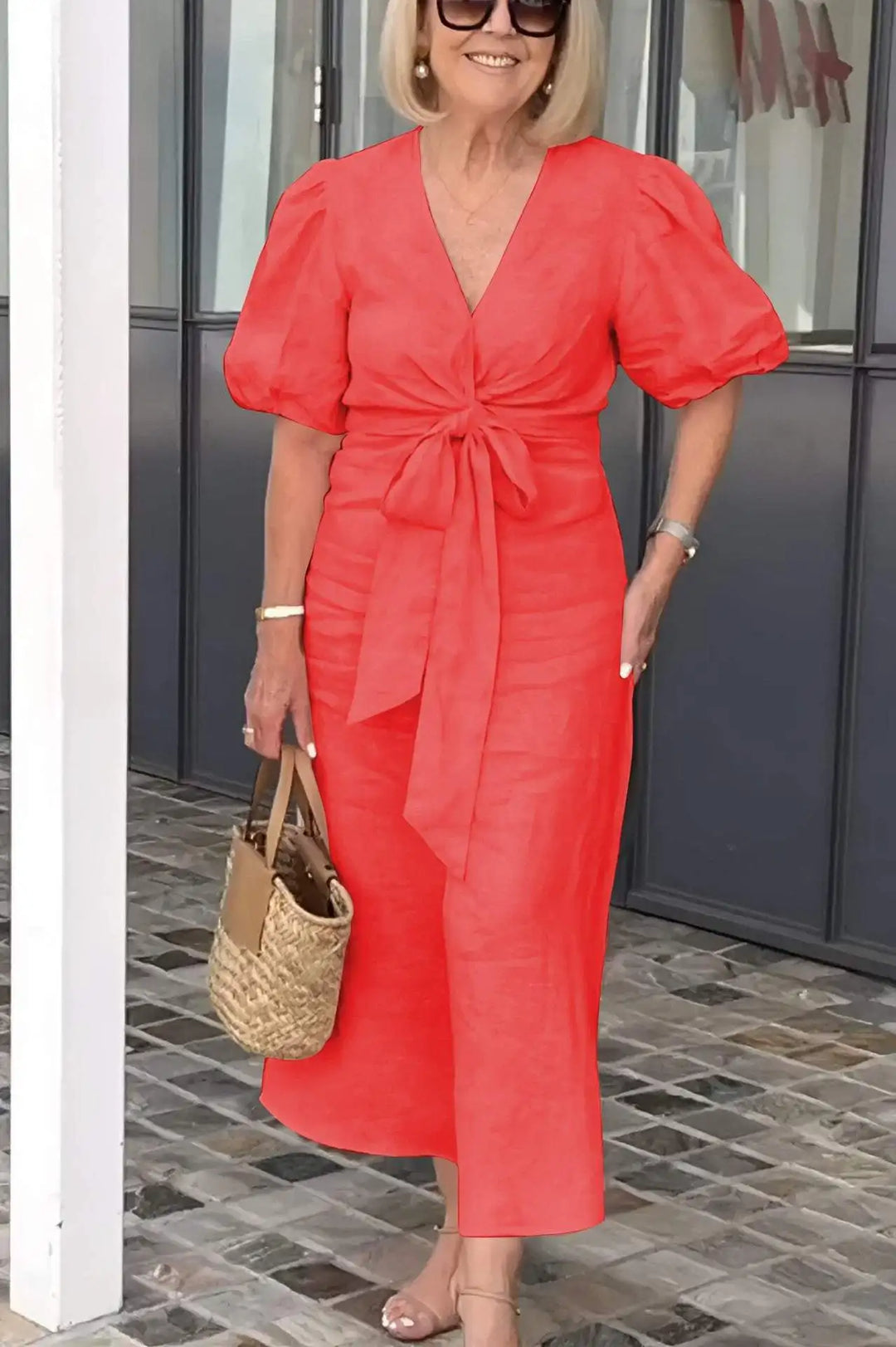 Jacinthe | Robe midi à col en V