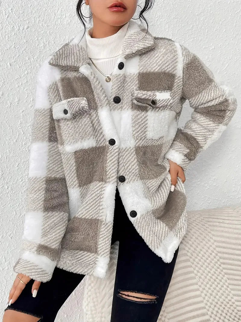 Simone | Veste en polaire à carreaux