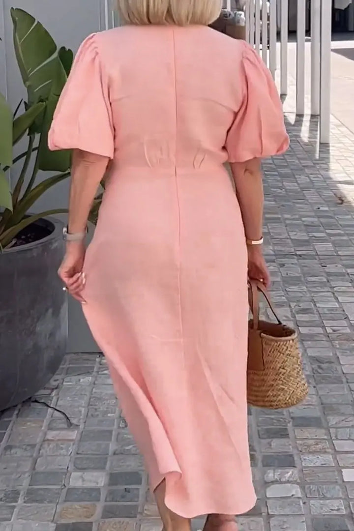 Jacinthe | Robe midi à col en V