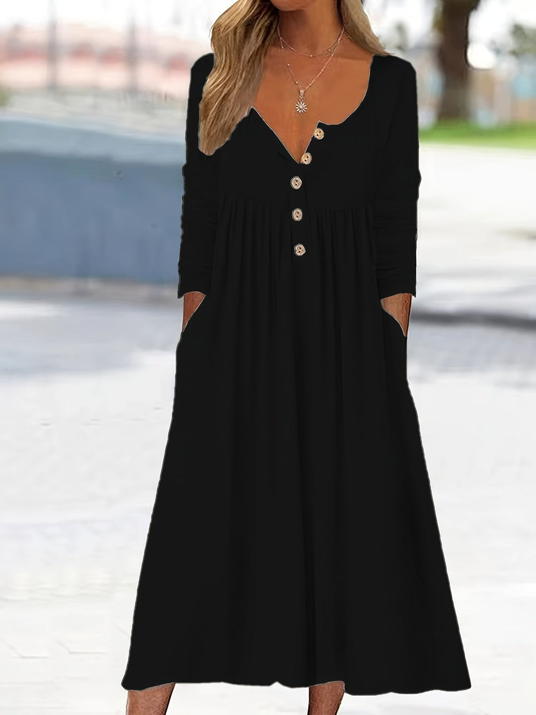 Lorraine | Robe midi boutonnée devant