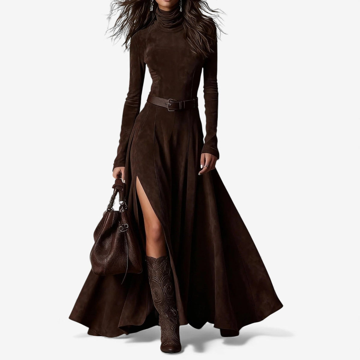 Élodie | Robe élégante longue avec ceinture incluse
