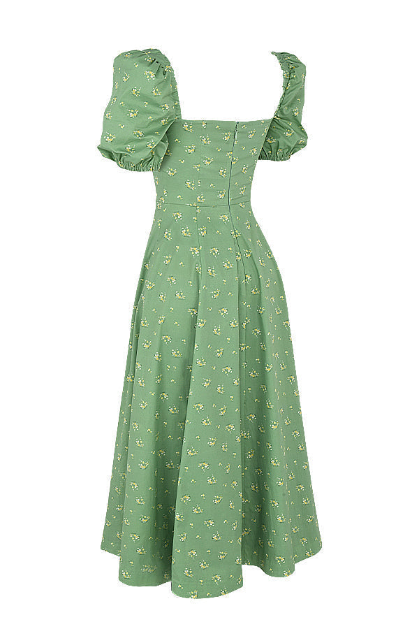 Aviana - Robe Fleurie avec Manches Bouffantes