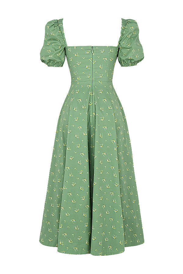 Aviana - Robe Fleurie avec Manches Bouffantes