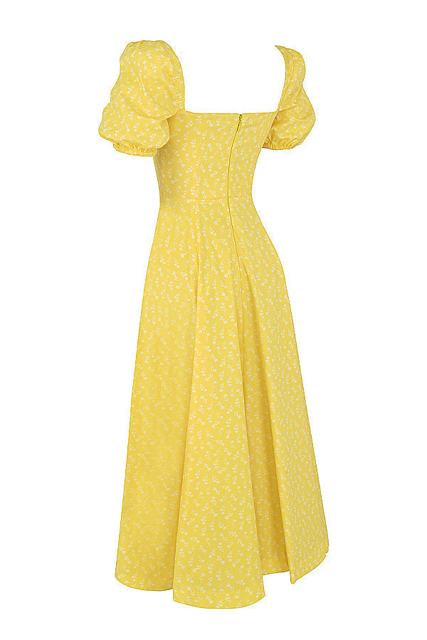 Aviana - Robe Fleurie avec Manches Bouffantes